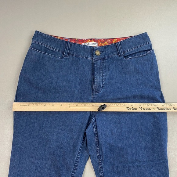 Pendleton Crop Jeans Womens 10 Cuffed Contrast Paisley Trim Preppy Retro 32x20 - Picture 7 of 14